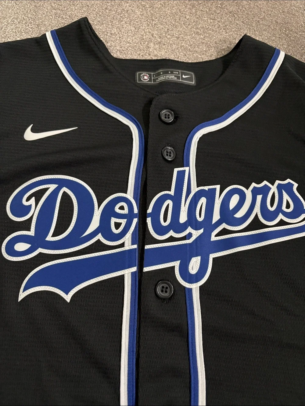 Nike Youth Black Dodgers Jersey  (large 14/16)